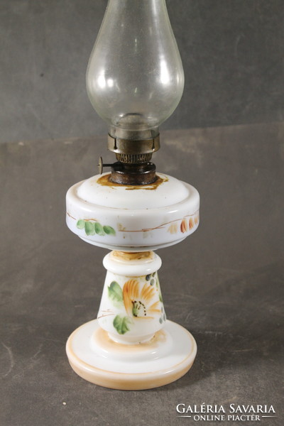 Antique hand painted broken glass kerosene lamp 755