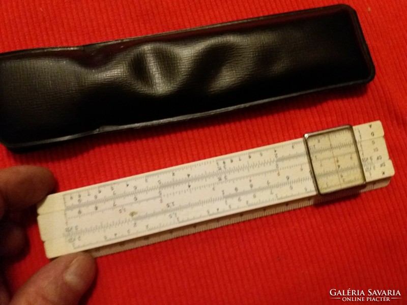 Old teijin tetron leather case Japanese logarithmic analog calculator in good condition according to the pictures
