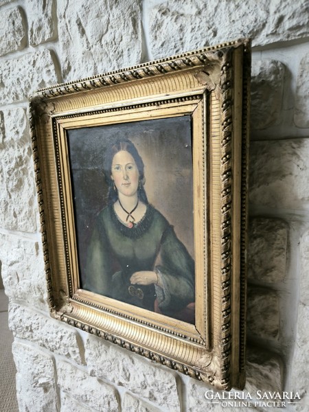 Antique Biedermeier female portrait of a lady from the 1800s in an original frame