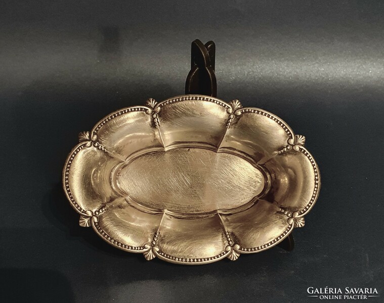 Antique 800 silver oval bowl with ring holder