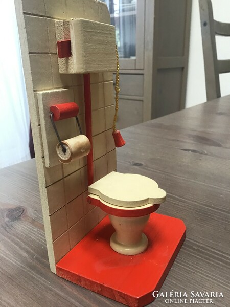 Old German toy toilet accessory made of wood