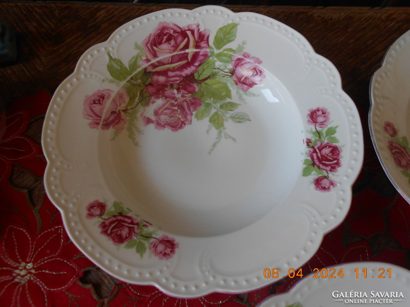Zsolnay gyöngyös rózsás mély tányér