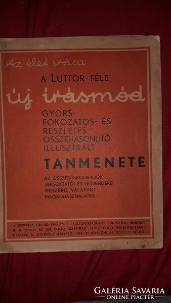 1935. Ignác Luttor: Luttor's new writing style textbook book according to the pictures