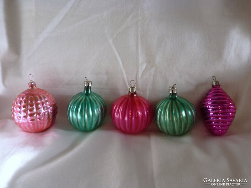 Old glass Christmas tree decorations - 5 lanterns!