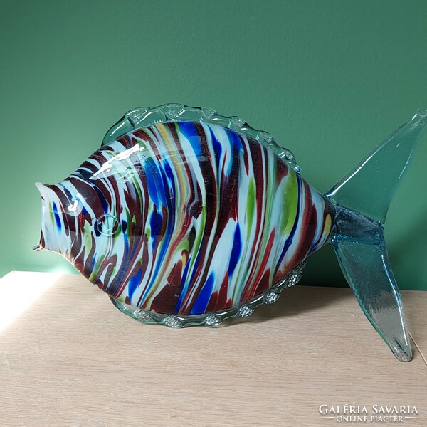 Retro colored glass fish vase