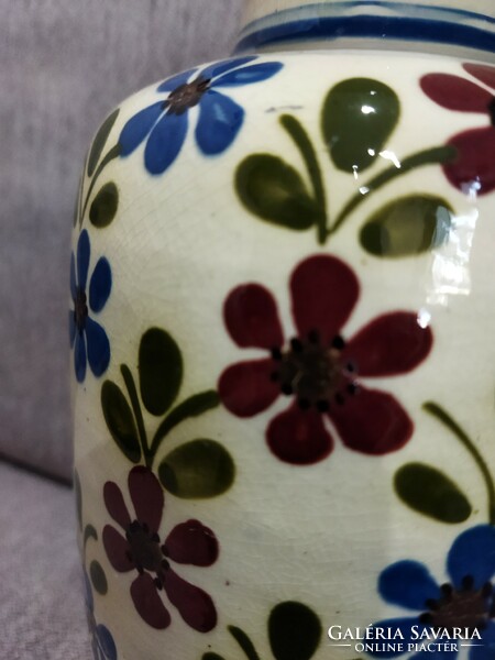 Antik váza kézzel festett, jelzett,cserép