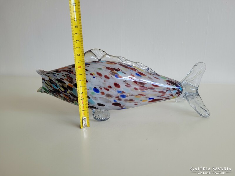 Retro old glass fish 31 cm mid century table decoration glass