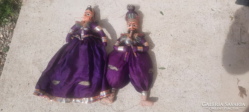 Régebbi autentikus indiai Rajasthani bábok - pár