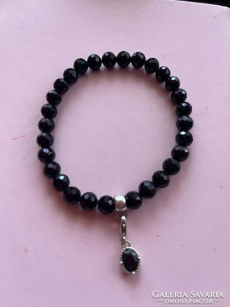 Thomas sabo obsidian bracelet with silver pendant