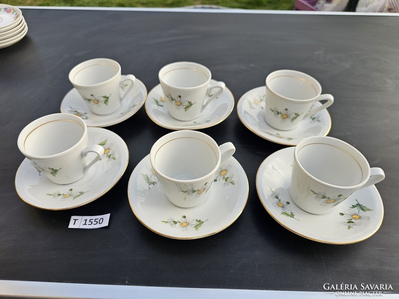 T1550 Lowland daisy pattern coffee cups 6 pcs