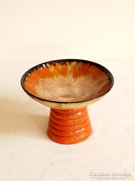 Antique old art deco/retro glazed ceramic candle holder candle holder pedestal bowl ring holder