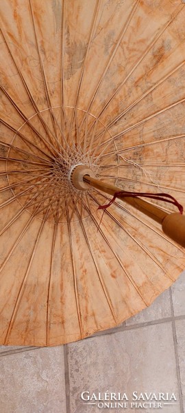 Vintage Japanese rice paper umbrella, hand painted
