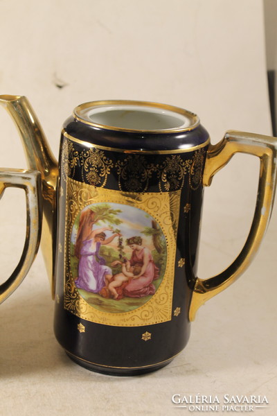 Antik alt wien barokk jelenetes teás kanna, tej kiöntő 766