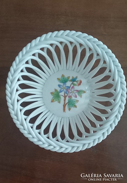 Herend Victorian patterned openwork basket