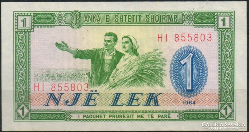 D - 141 -  Külföldi bankjegyek:  Albánia 1964 1 lek UNC