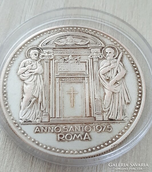 Vatican 1975 vi. Pope Paul silver-plated metal commemorative medal 35 mm, in capsule