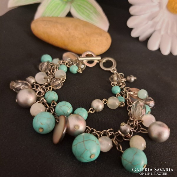 Silver-plated turquoise bracelet.