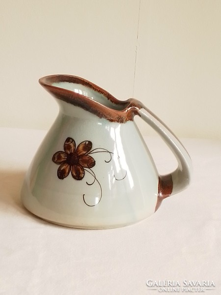 Vintage mexican veracruz ken edwards marked stoneware ? Glazed spout, small jug, flower pattern