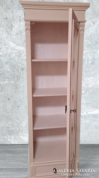 Pewter narrow display cabinet with books