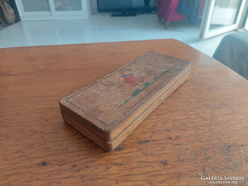 Retro old wooden pen holder