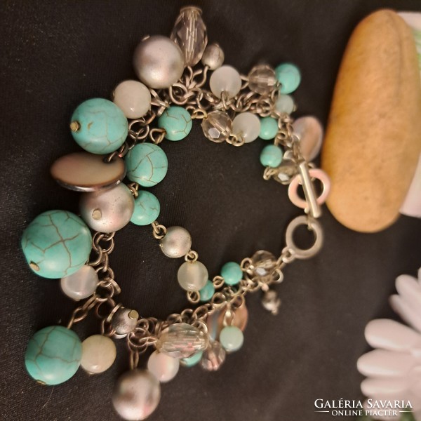 Silver-plated turquoise bracelet.