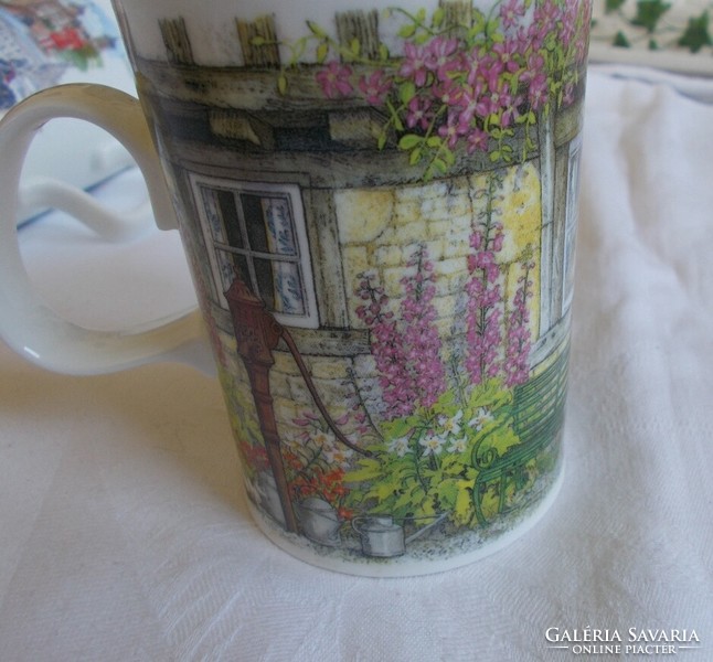 Angol,Dunoon cica mintás teás csésze,vidéki falusi jelenetes pohár 1db