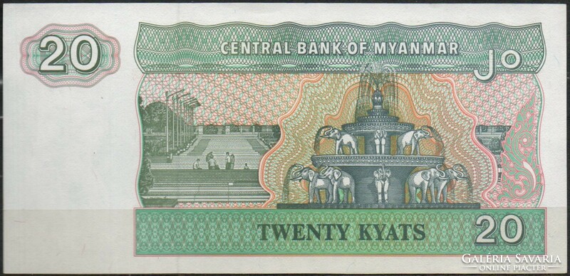 D - 150 -  Külföldi bankjegyek:  Myanmar 1997  20 kyat UNC