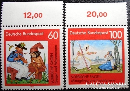 N1576-7sz / 1991 Germany Sorbian legends stamp line postal clean curved edge summary number