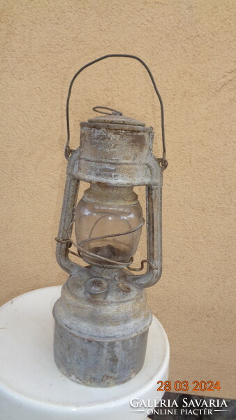 Kerosene lamp, storm lamp, made in Germany, transparent feuerhand, with Jena glass