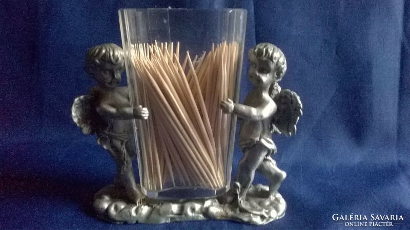 A rarer, English, angelic lead toothpick holder