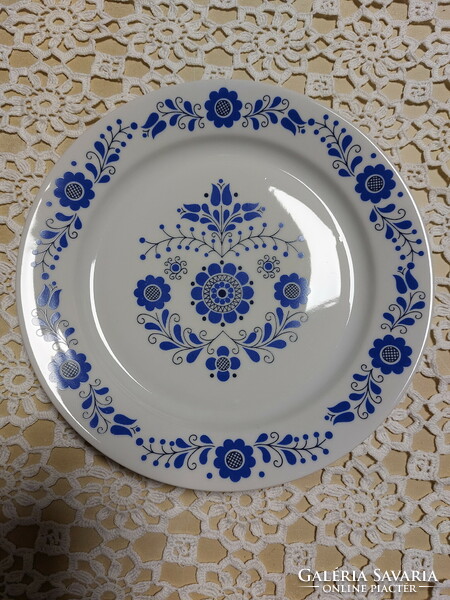Régi Alföldi porcelán falitányér virágos magyaros kék népi mintával