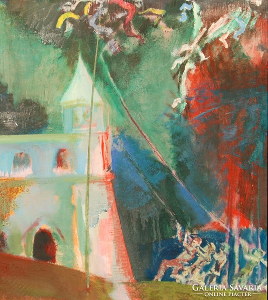 Big b. István (1933-2006): celebration of the fisherman's bastion, 1970s - oil on canvas, framed