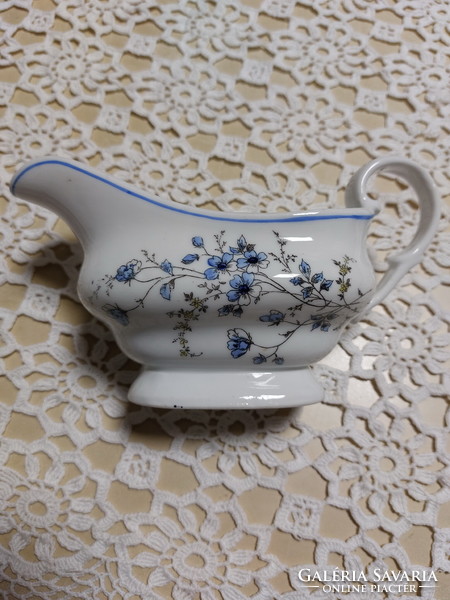 Antique sauce pourer, sauce bowl with a beautiful blue flower pattern, blue edge