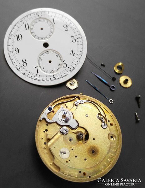 C. L. Guinand extremely rare column wheel pocket chronograph movement - works