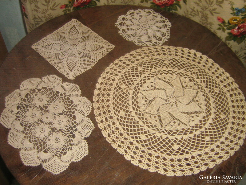Charming hand crocheted beige tablecloths