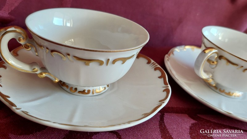 Zsolnay porcelán pajzspecsétes,arany Stafír  kávés szett  4 db.
