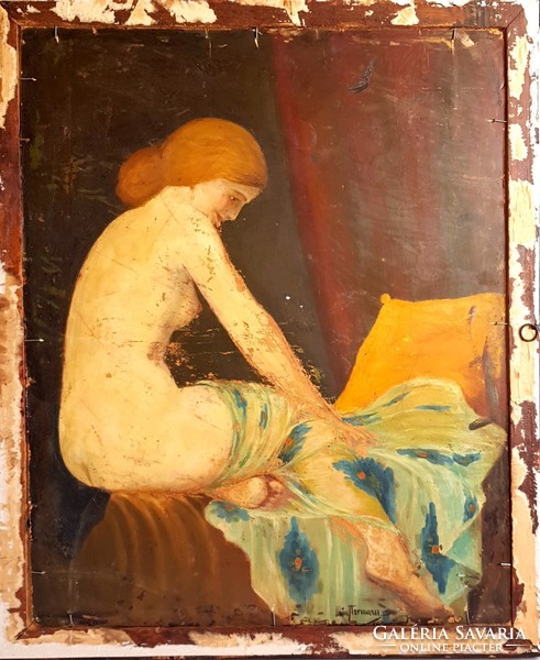 I.Hermann - interior room interior + female nude painting on the back