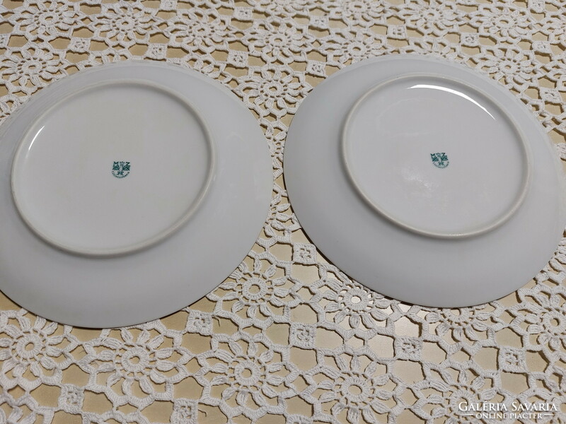Mz-moritz zdekauer Czech /Czechoslovak/ rose-tulip porcelain 2 flat plates with gold edge