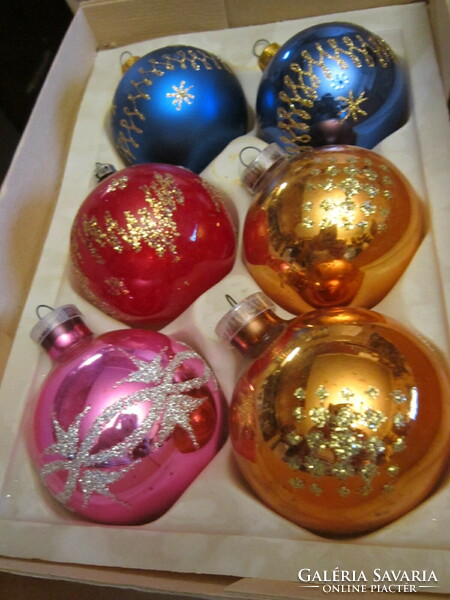6 Retro Christmas tree ornament glass