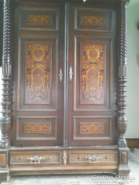 Inlaid pewter cabinet