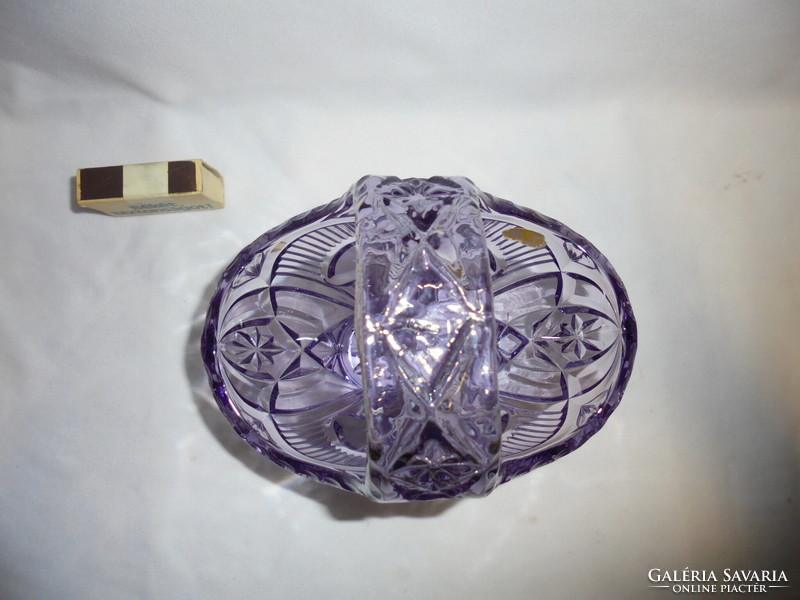 Purple, marked bohemian glass basket, table serving bowl