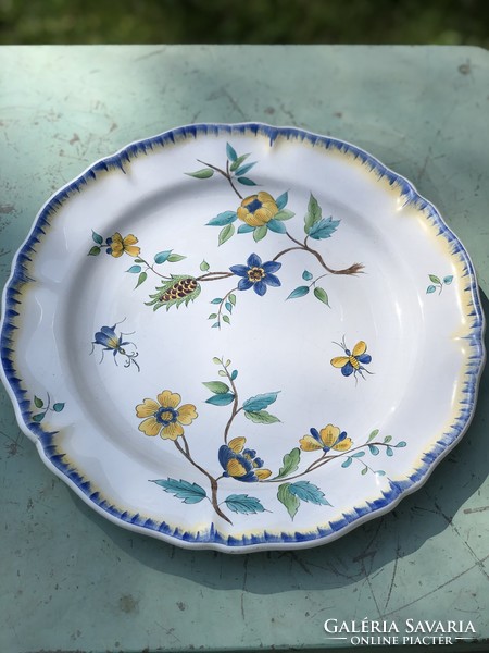 Bogaras virágos kézzel festett tányér
