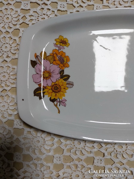 Alföld dahlia porcelain serving bowl with yellow and pink flowers