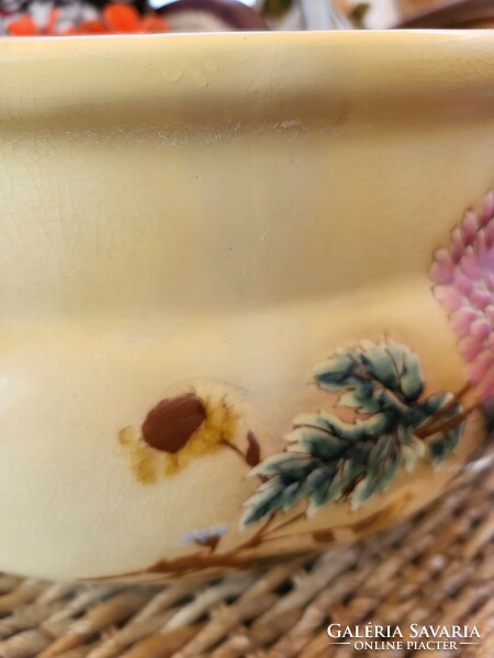 Giant Zsolnay bowl with chrysanthemum decor