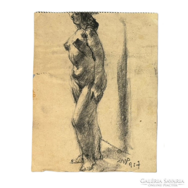 Unknown Hungarian painter - female nudes 3 pieces - charcoal, paper -