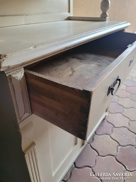 Antique pewter, rustic furniture, pine sideboard