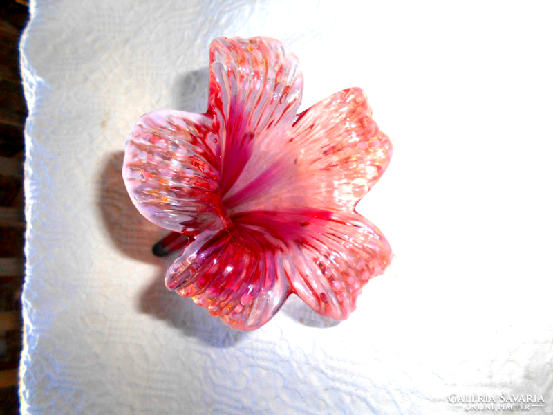 Antik Muránói üveg virág-szép kézműves darab- eredetileg  egy váza felső része volt