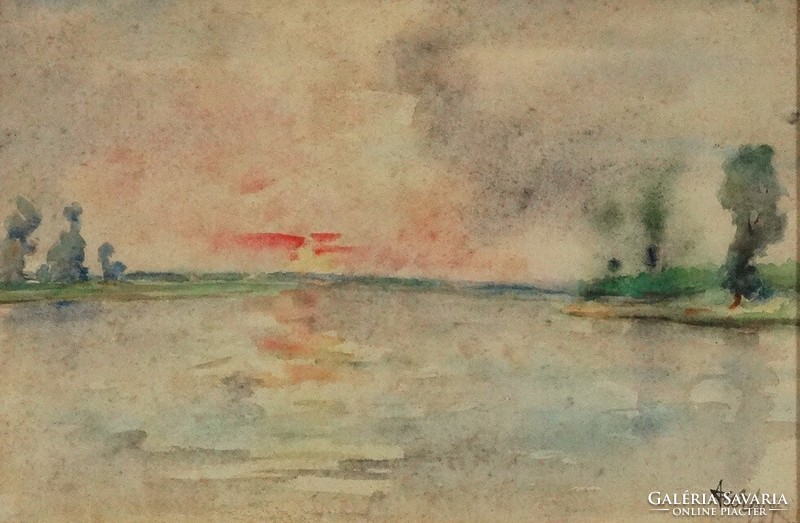 János Szegfű - waterfront 20 x 30 cm watercolor, paper