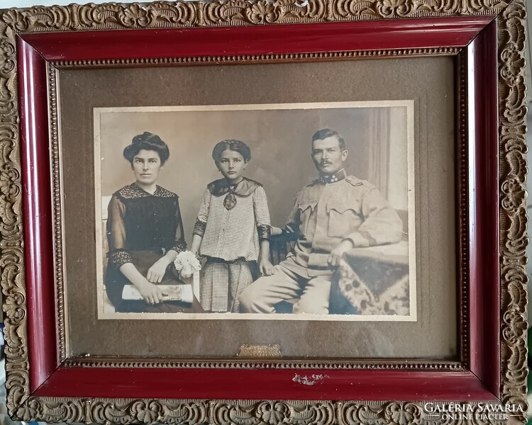World War I military photo, in a nice frame, Ruzicska Debrecen label