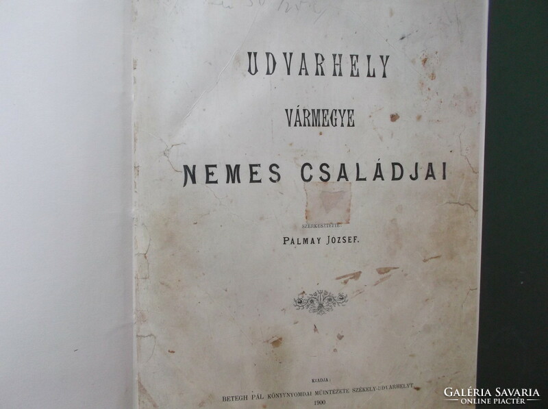 Book noble families of the County of Udvarhely József Pálmay 1900 Székelyudvarhely